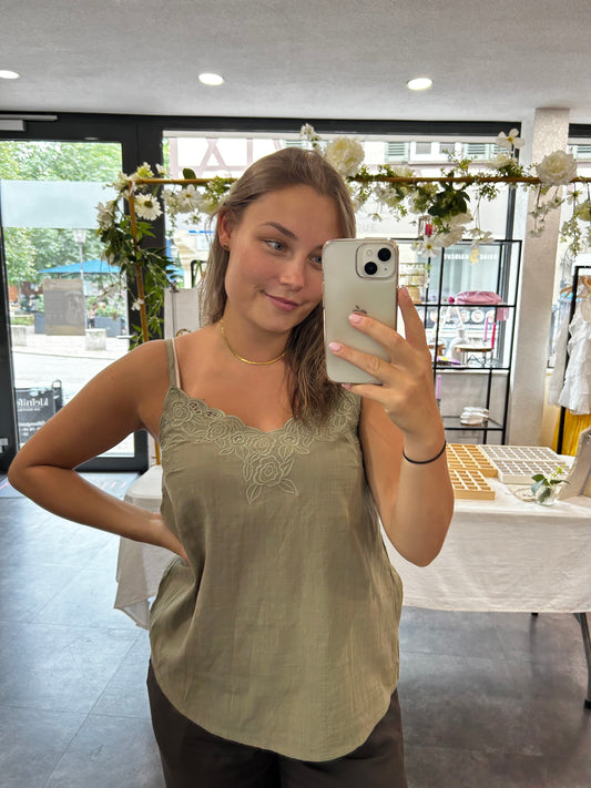 Summer top with floral embroidery