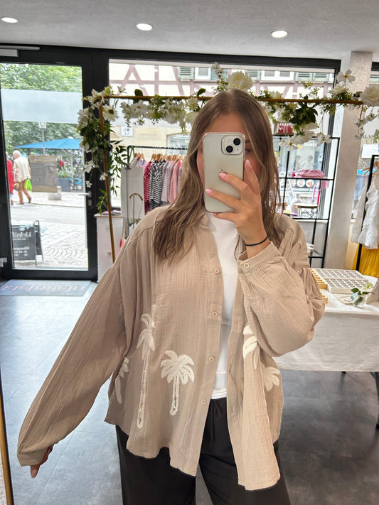 Muslin blouse with palm application