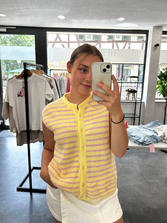 Lightweight knitted vest in a striped design