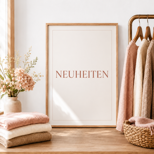 Dekorative Boutique-Szene mit dem Schriftzug Neuheiten