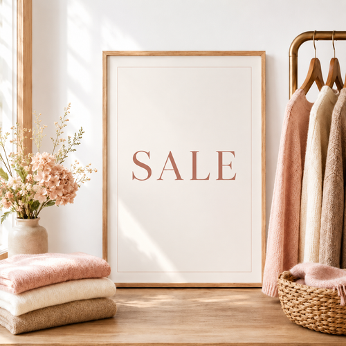 Dekorative Boutique-Szene mit dem Schriftzug Sale