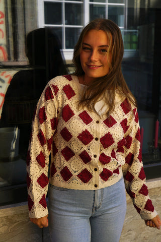 Crochet Cardigan Ruby Squares