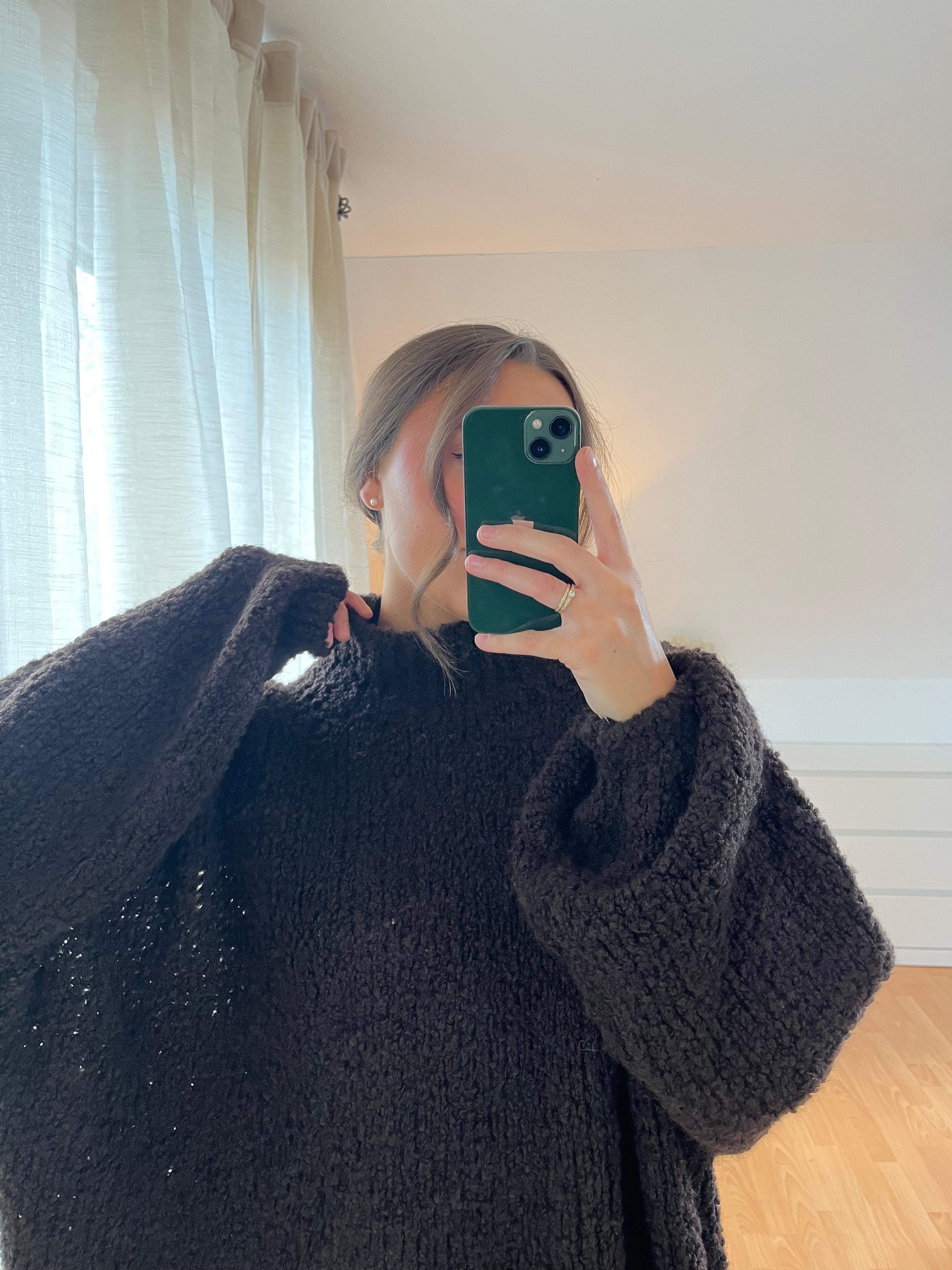Cozy Bouclé Oversize Pullover - schokobraun