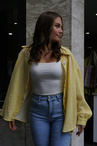 Musselinbluse Solea  🖤 gelb - weiß