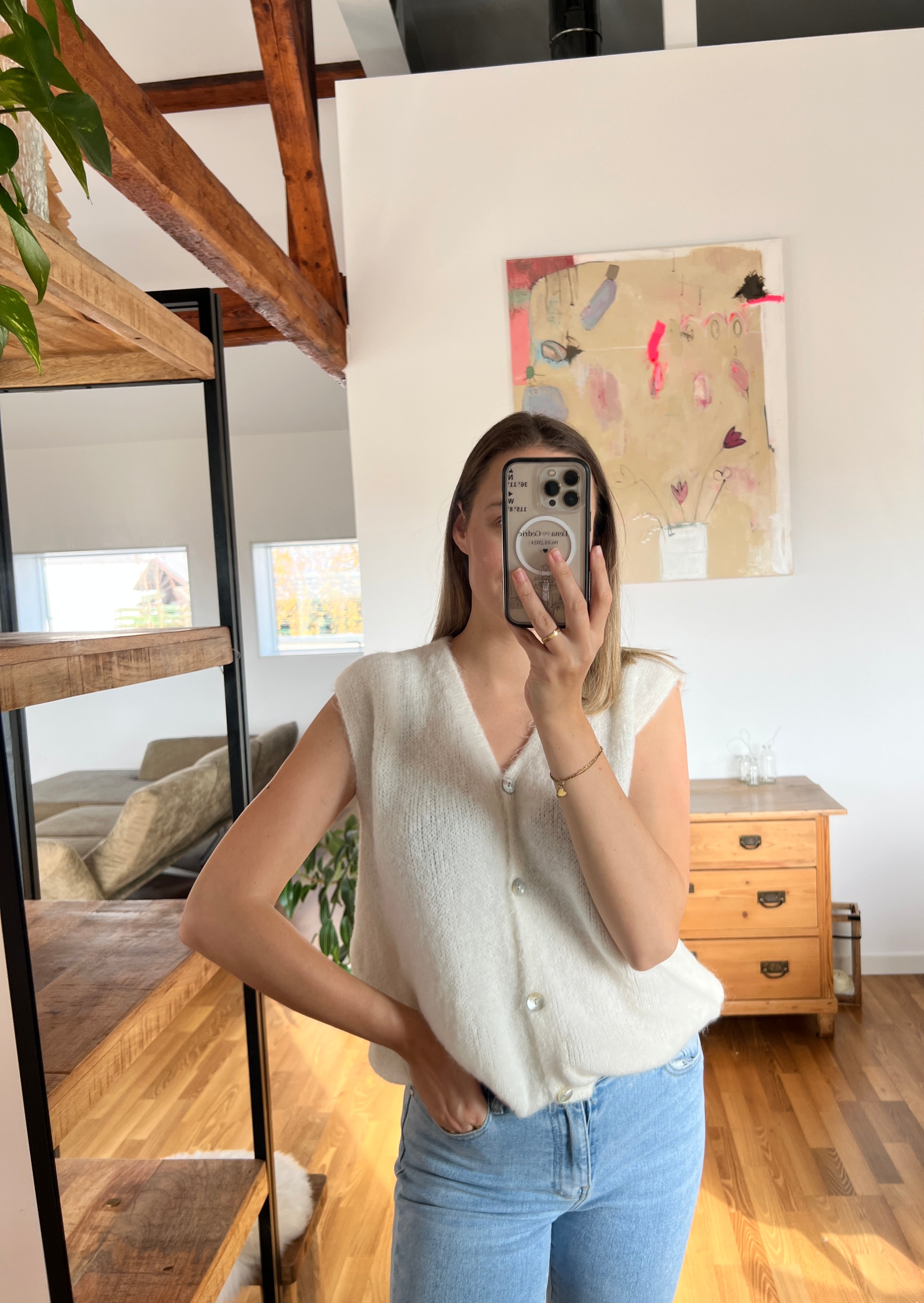 Strickweste „Tilda“ – wollweiß