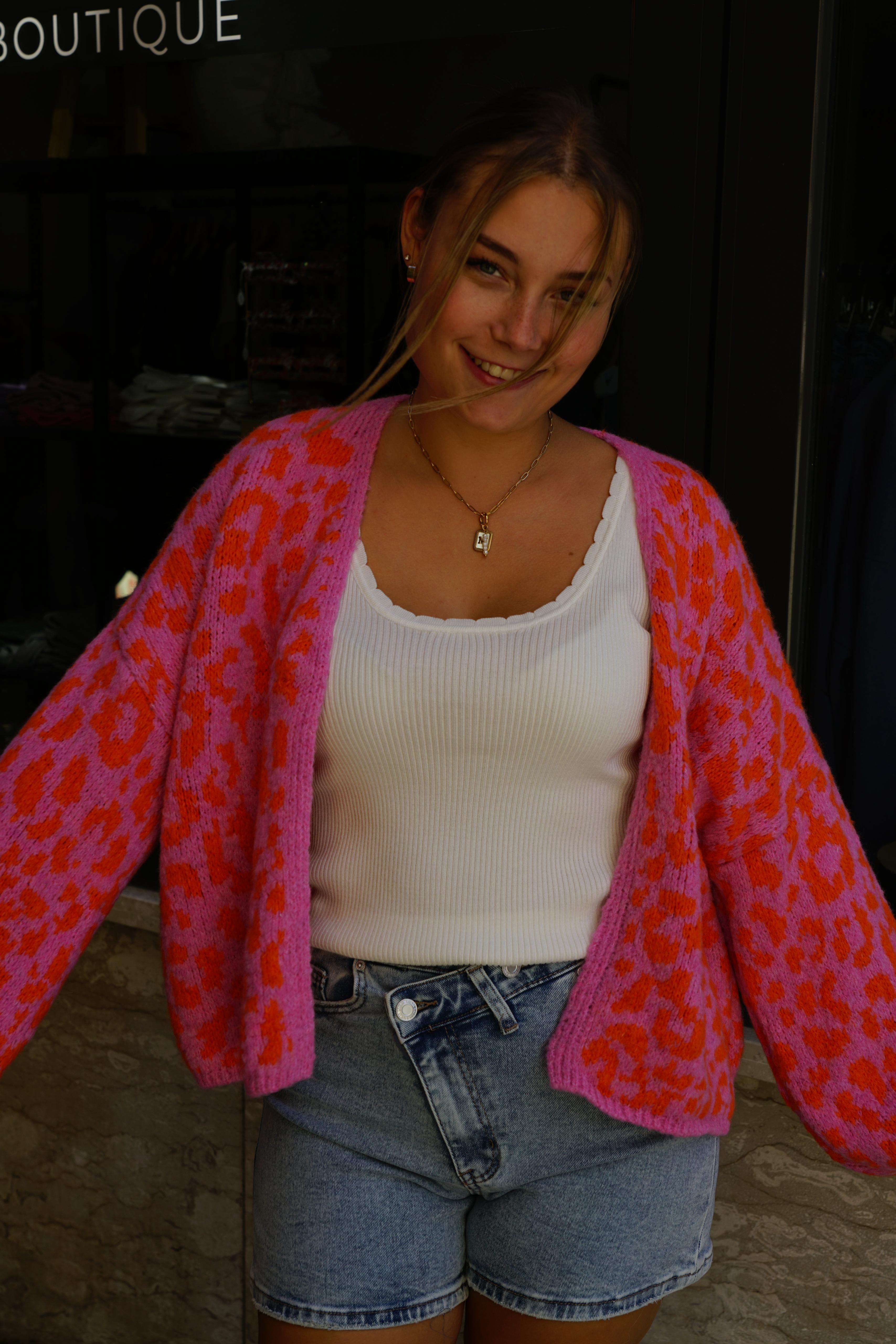 Leopard Love Knit in pink / orange