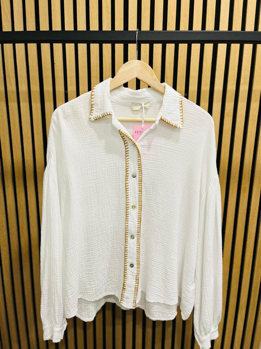Musselinbluse mit Ziernaht