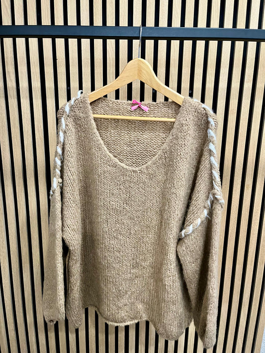 Strickpullover mit Ziernaht