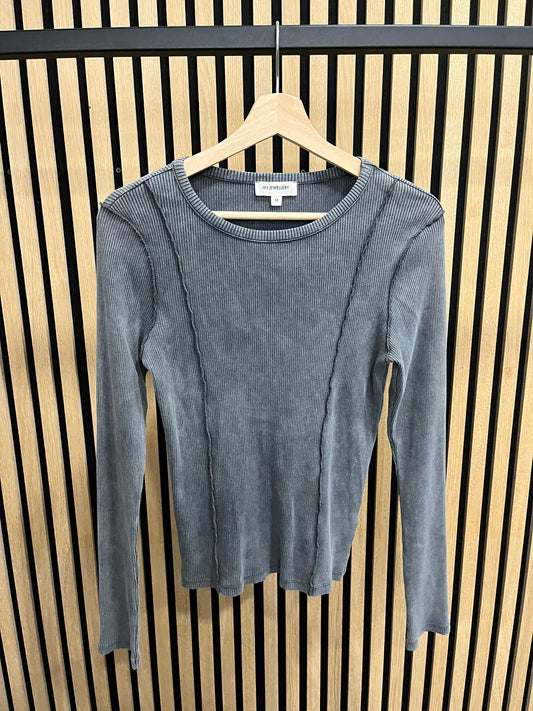 Rippstrick Longsleeve mit Ziernaht