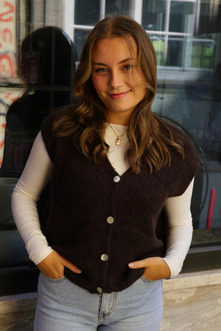 Soft Knit Weste – Dark Brown