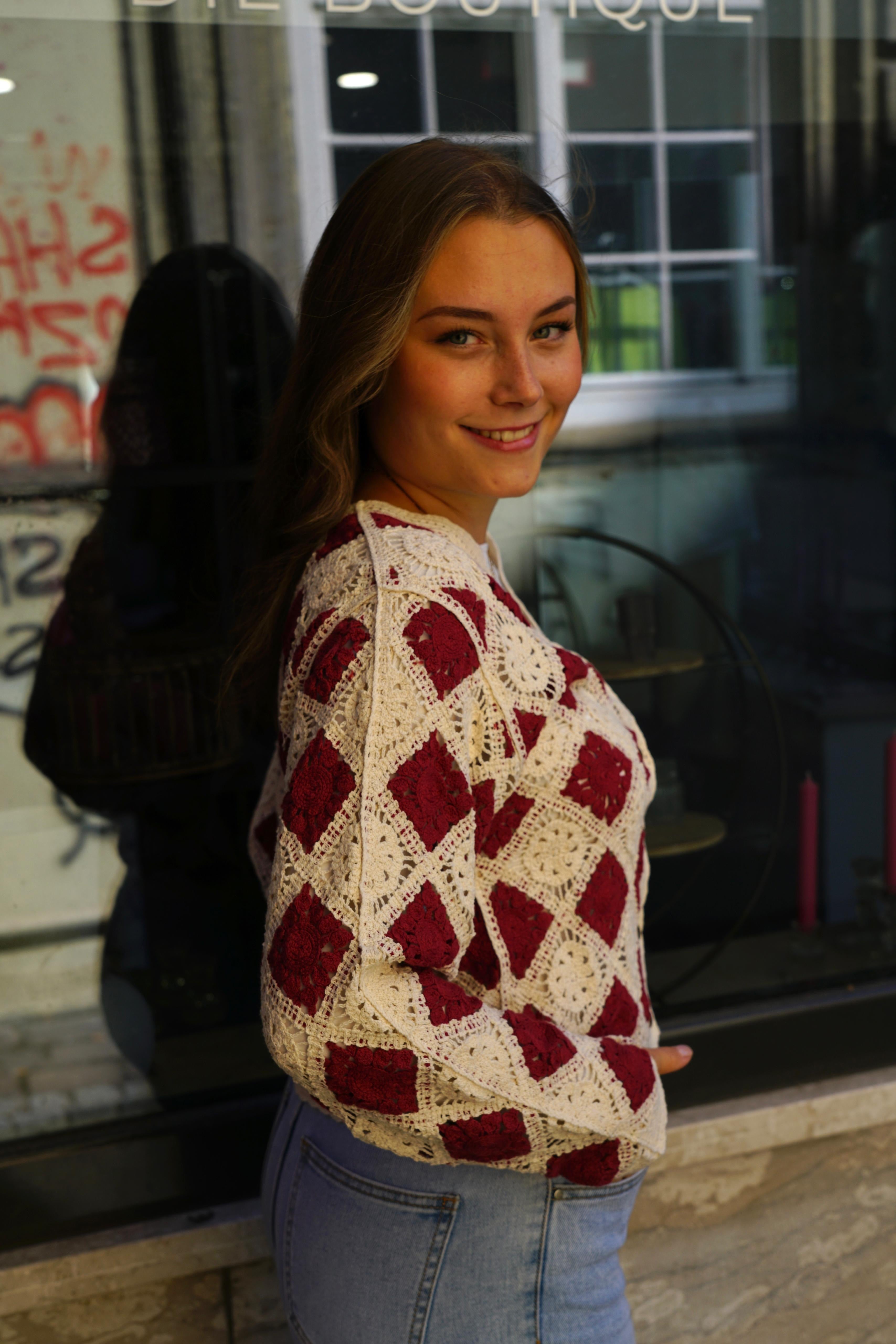 Crochet Cardigan Ruby Squares