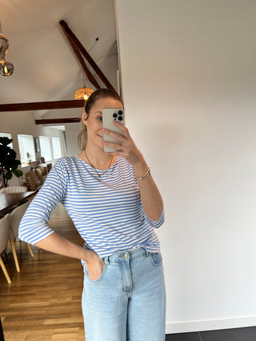 Streifenoberteil „Nola“ – Hellblau/Weiß