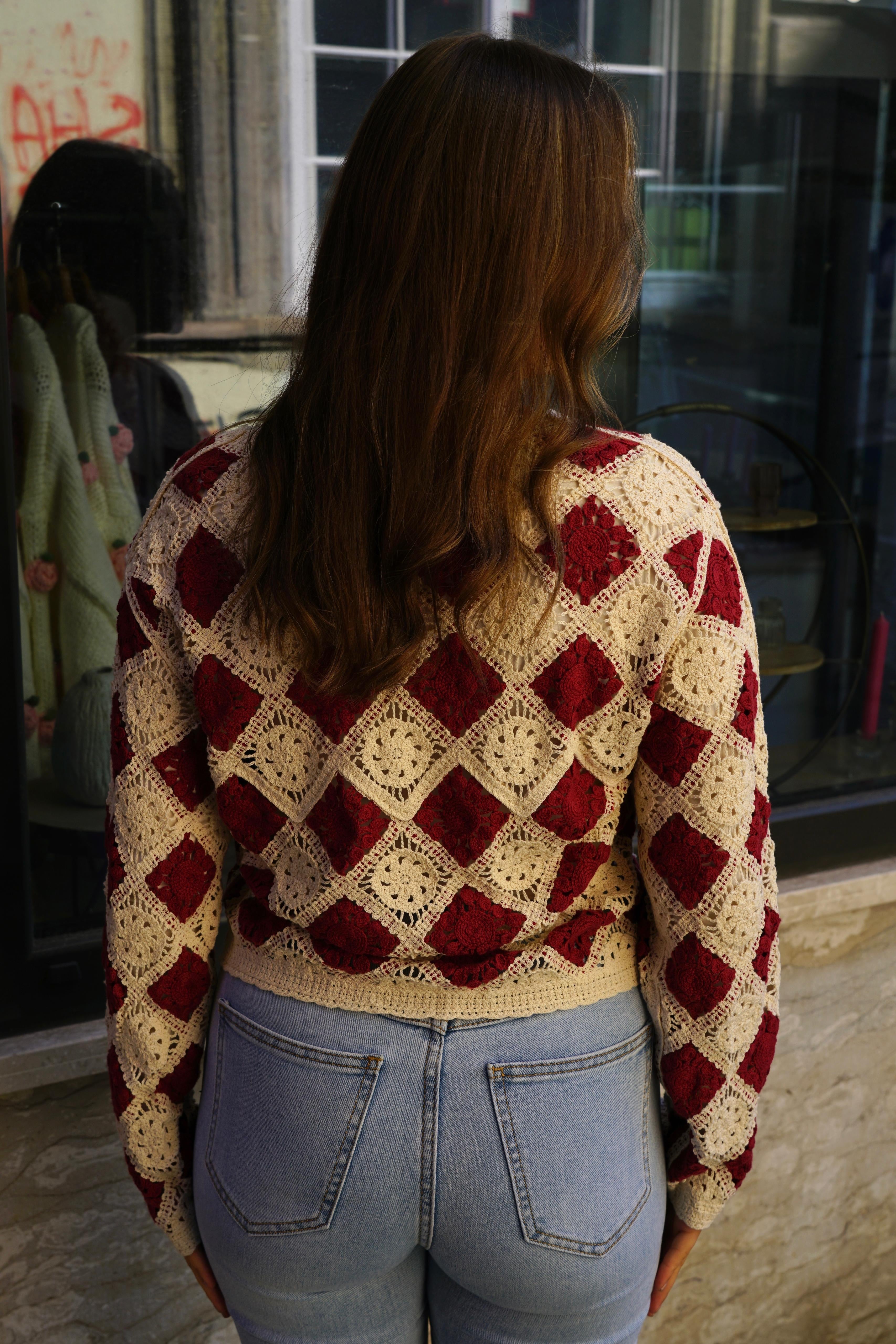 Crochet Cardigan Ruby Squares
