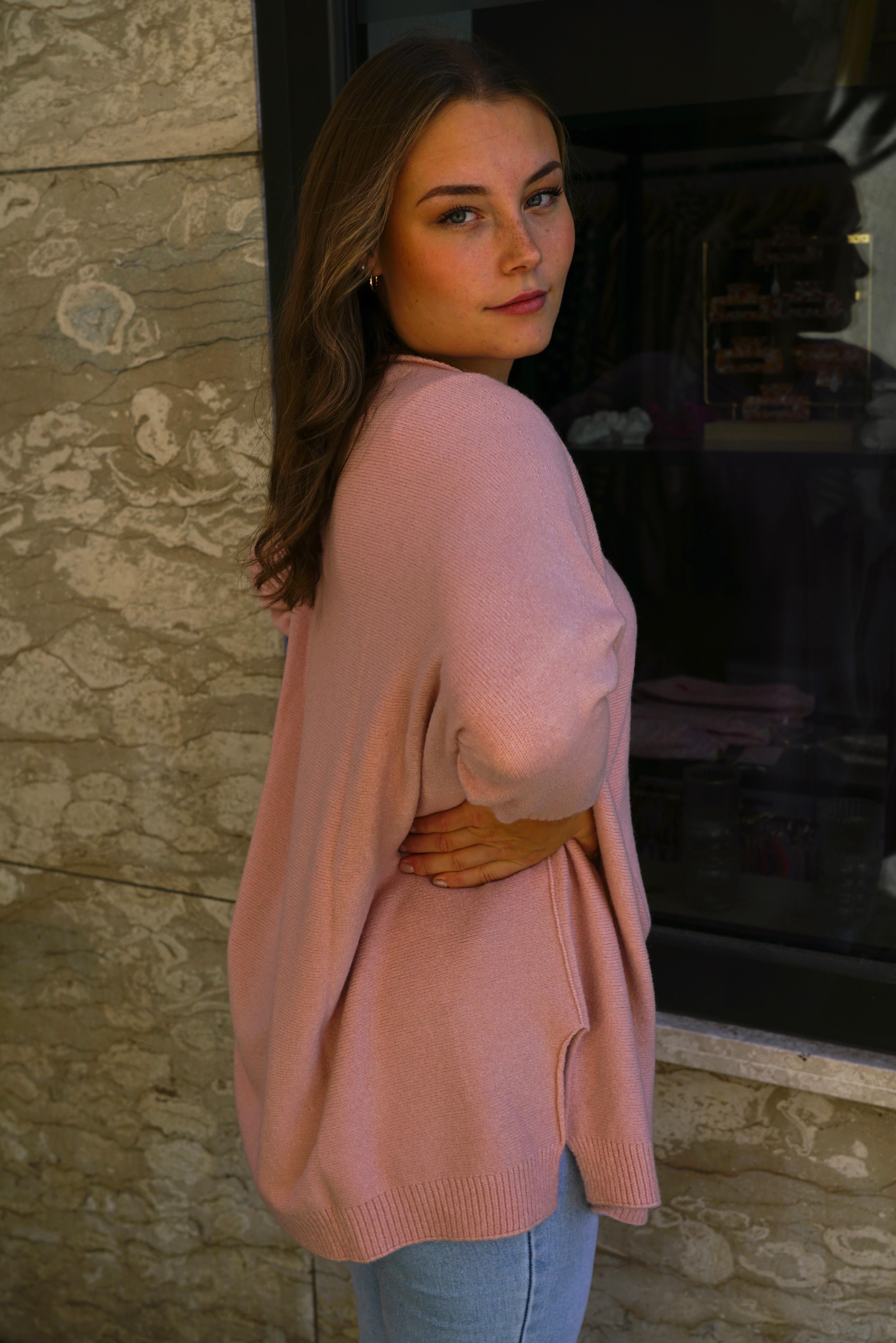 Oversize Knit Sweater - Rosé