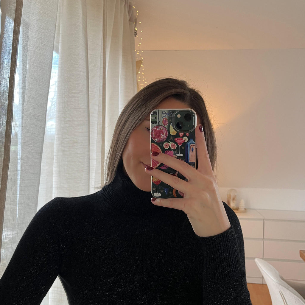 Glitzer-Rollkragenpullover „Yuliya“ – schwarz