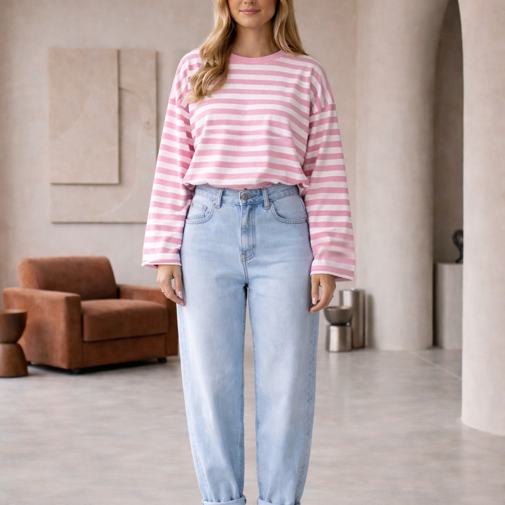 Streifenoberteil „Isa“ – Rosa-Weiß