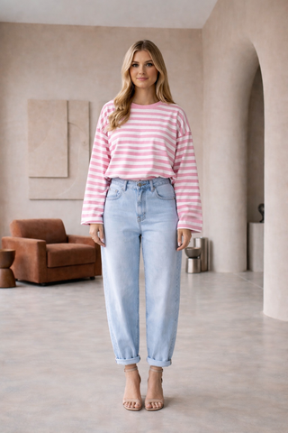 Streifenoberteil „Isa“ – Rosa-Weiß