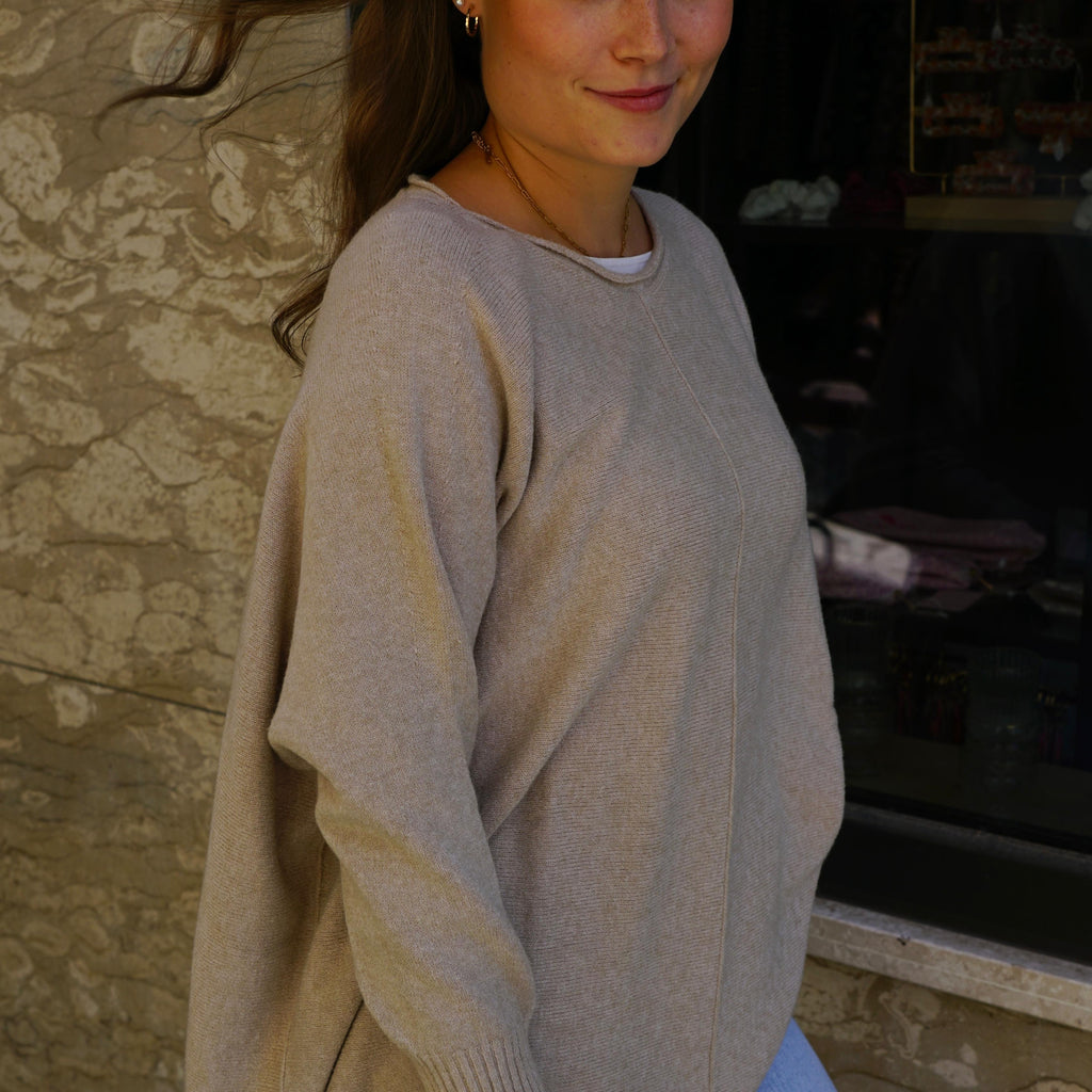 Oversize Knit Sweater – Taupe