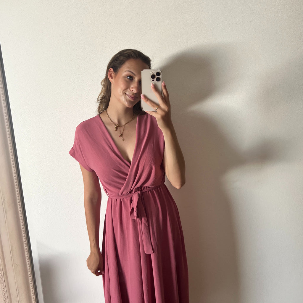 Sommerkleid mit Wickeloptik – Beere