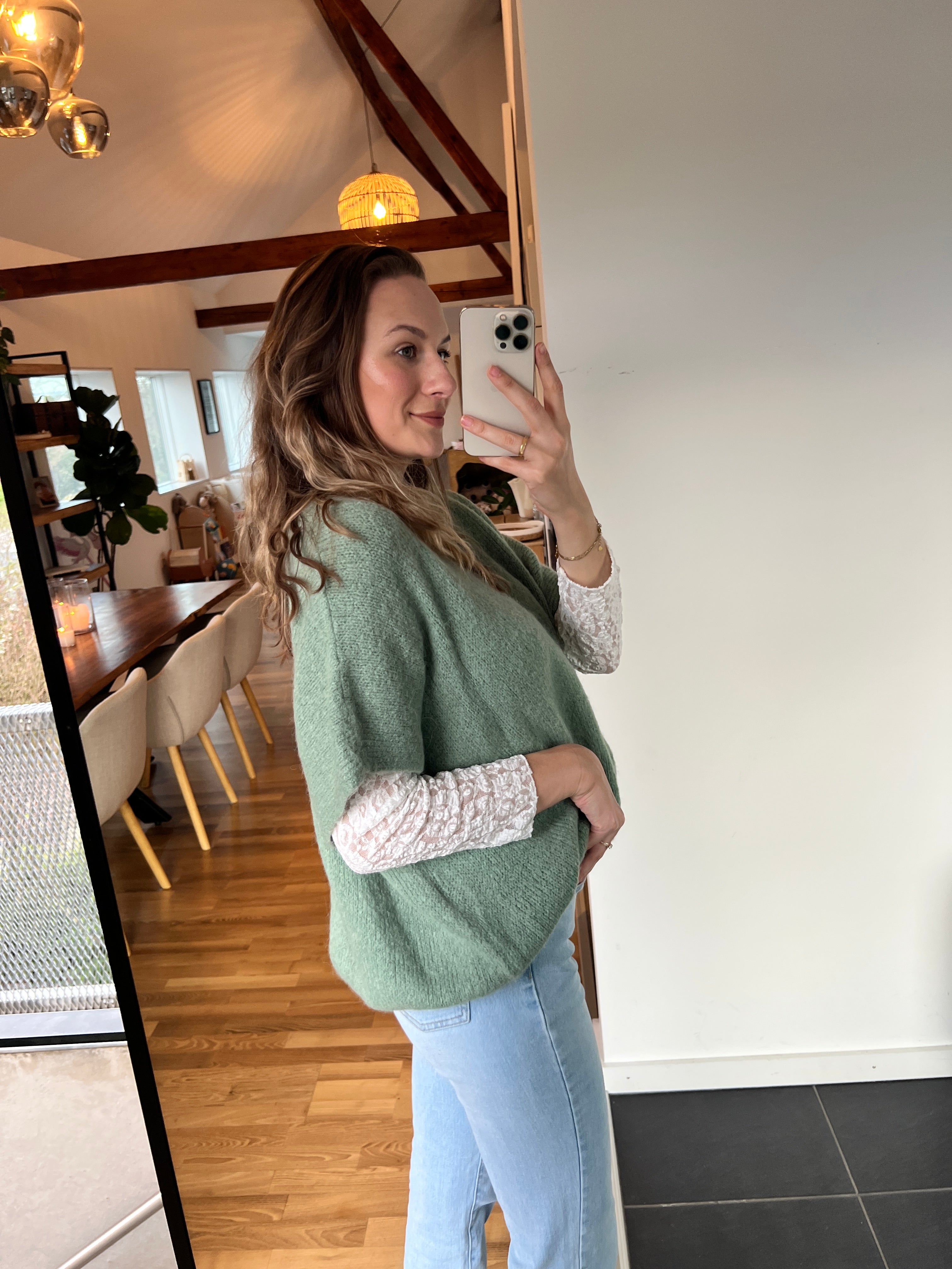 Oversize Strickweste – Grün