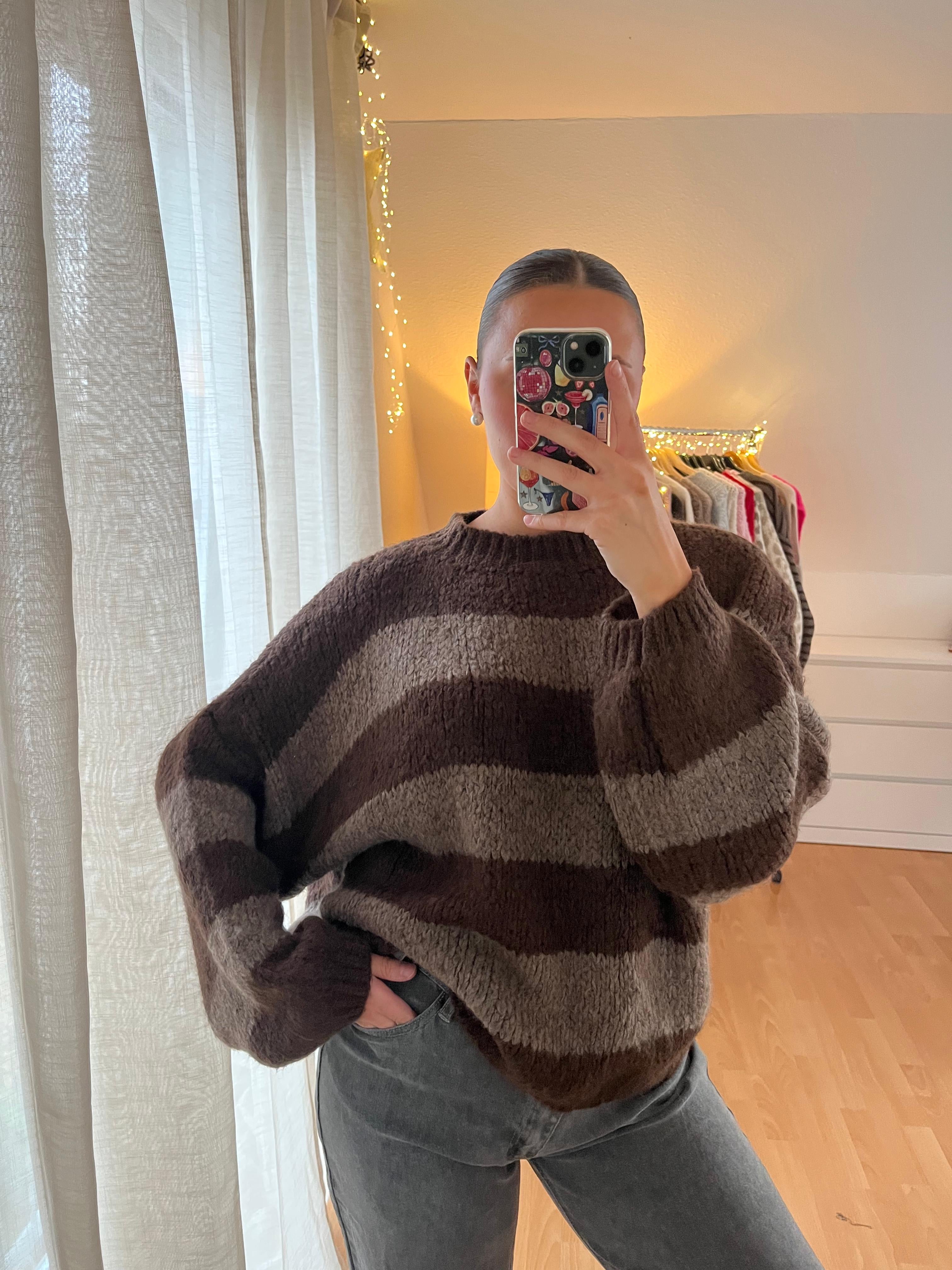 Strickpullover „Romy“ – braun & schokobraun gestreift