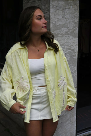 Musselinbluse Palme - Gelb