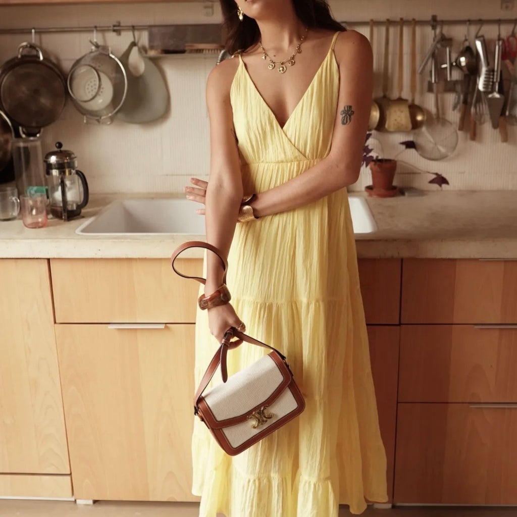 Sommerkleid mit Volantrock - Gelb