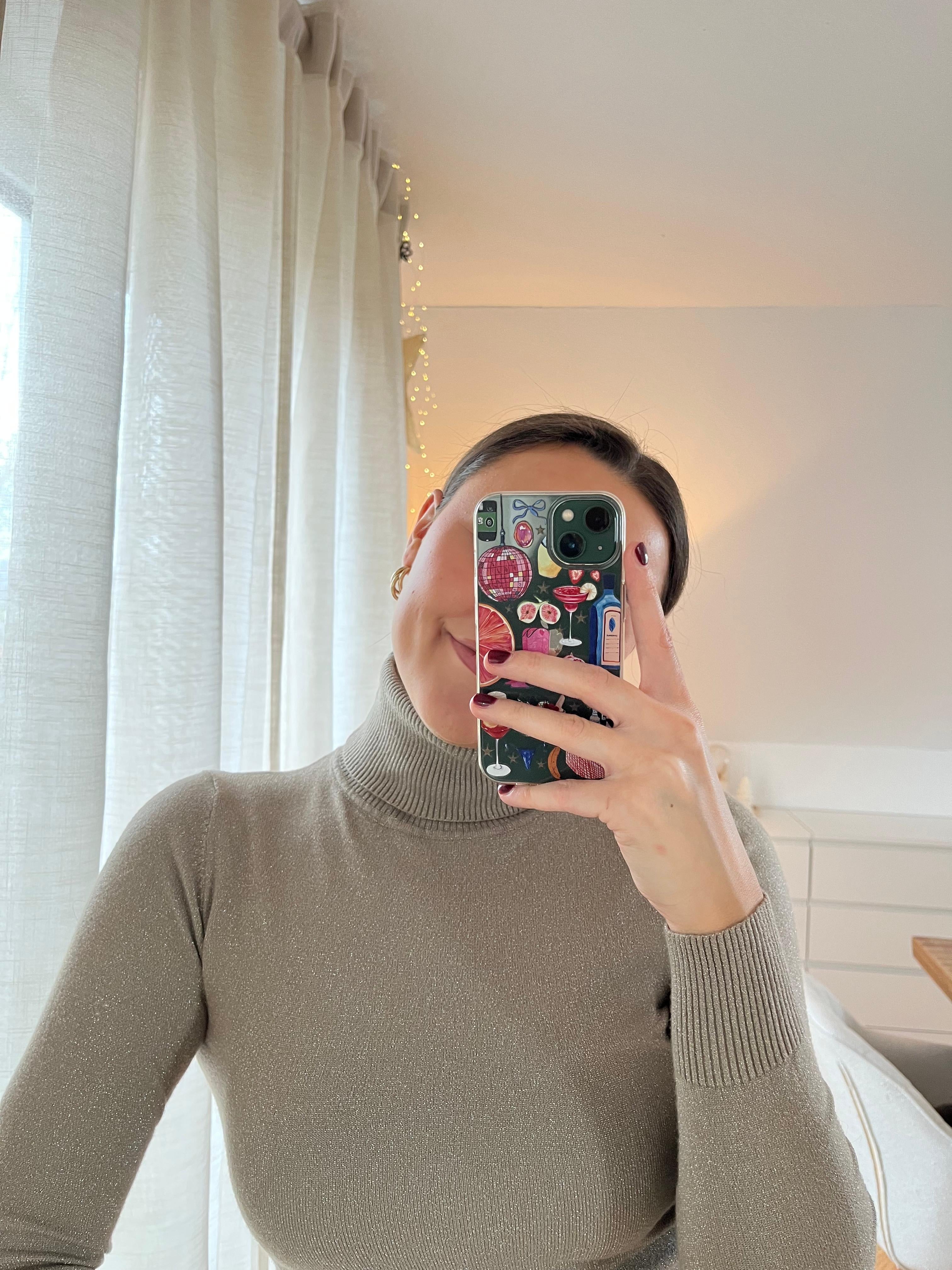 Glitzer-Rollkragenpullover „Yuliya“ – beige