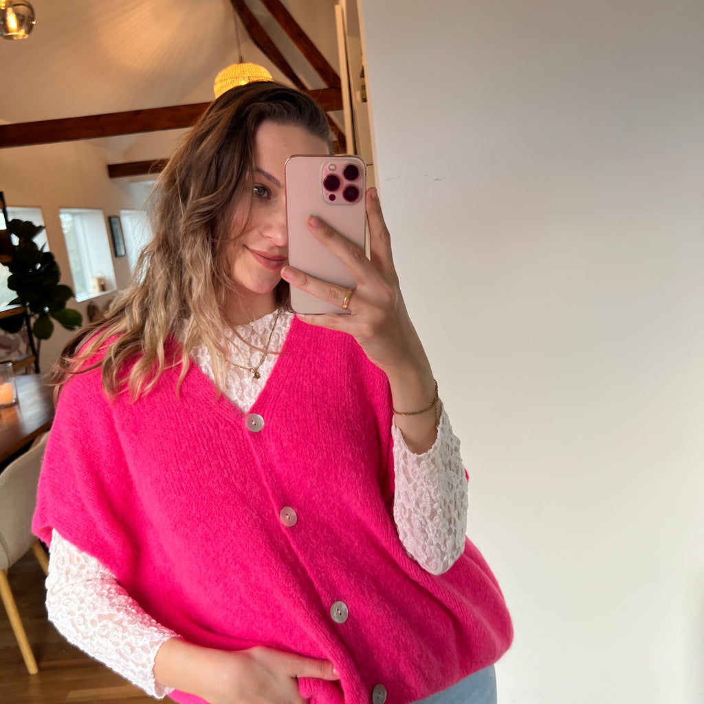 Oversize Strickweste – Pink
