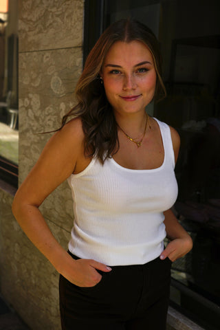 Basic Rib Top – Weiß