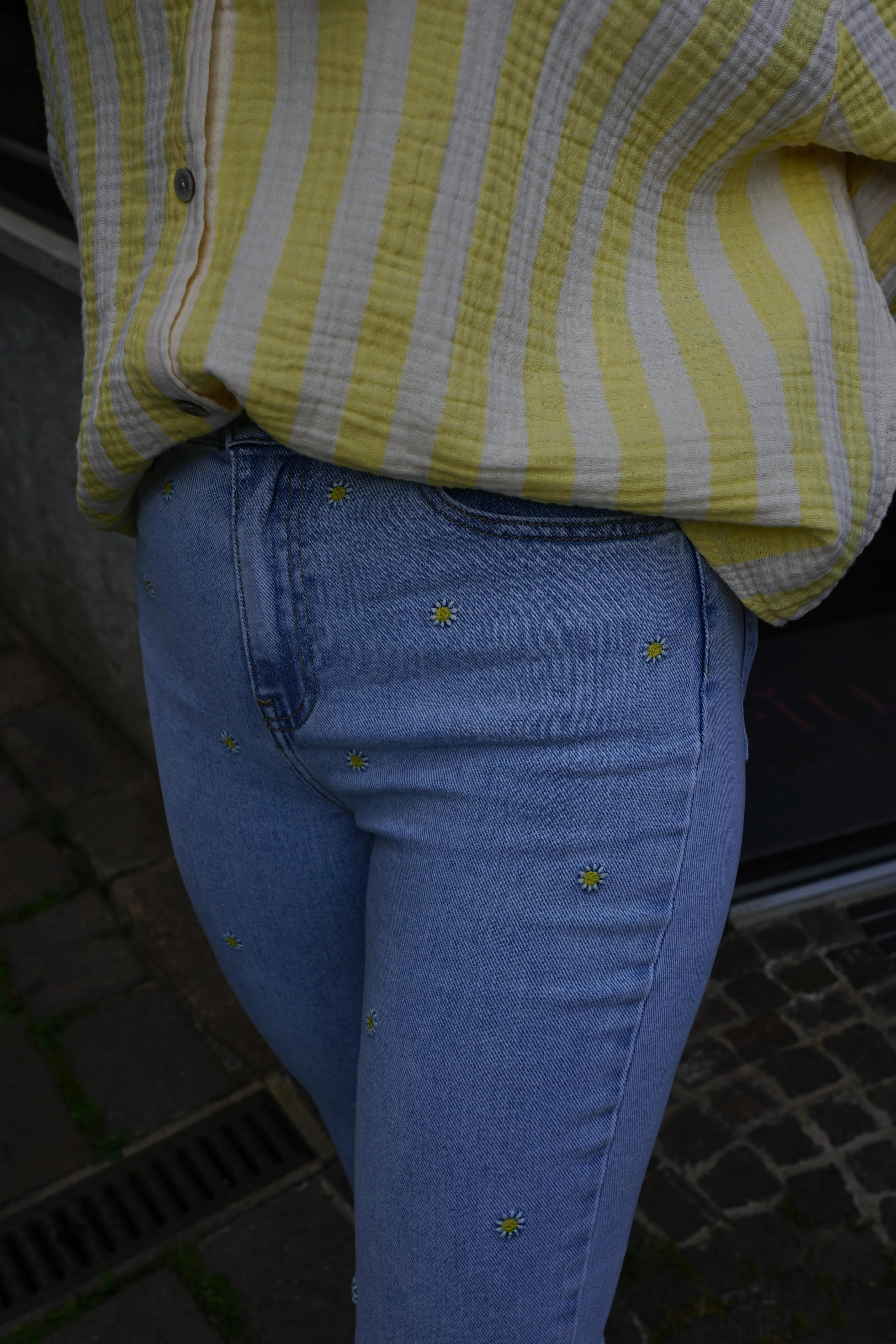 Musselinbluse Lilia  🖤 Gelb - Weiß