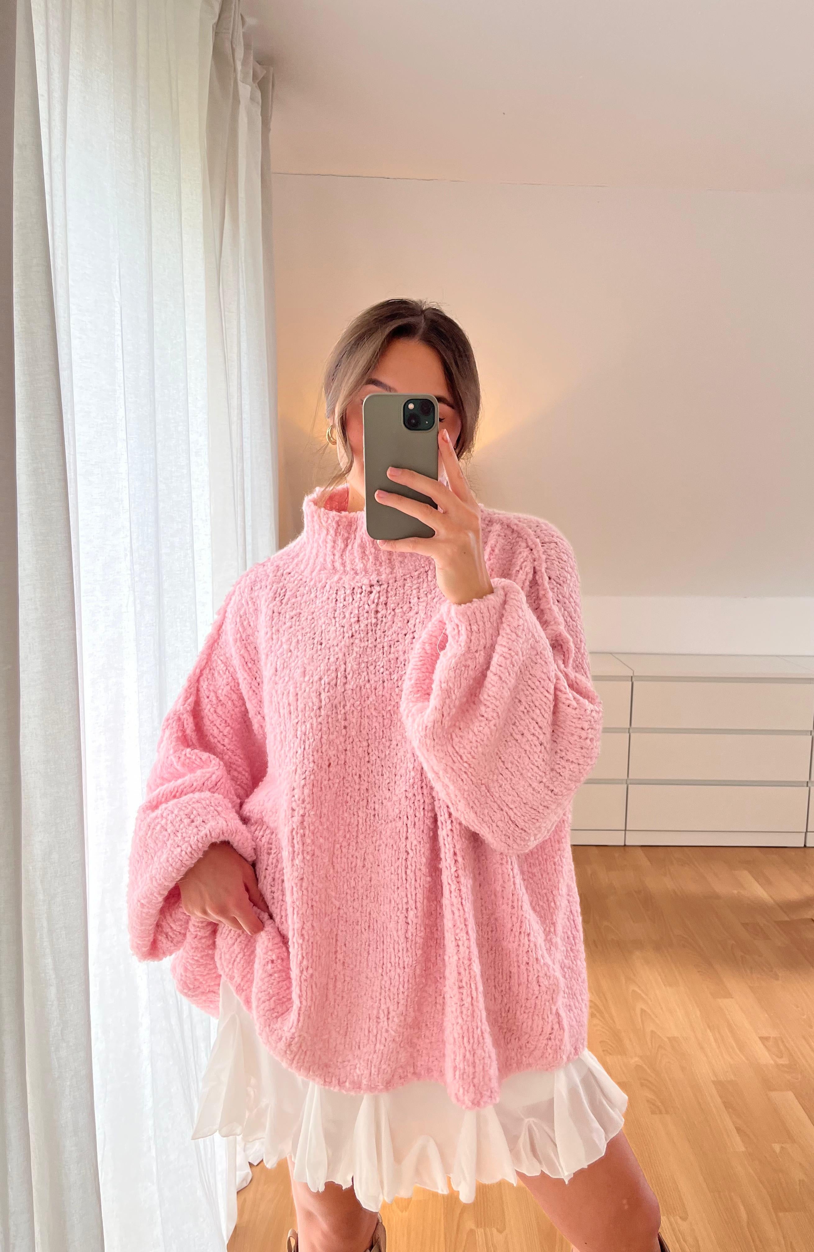 Cozy Bouclé Oversize Pullover – rosa