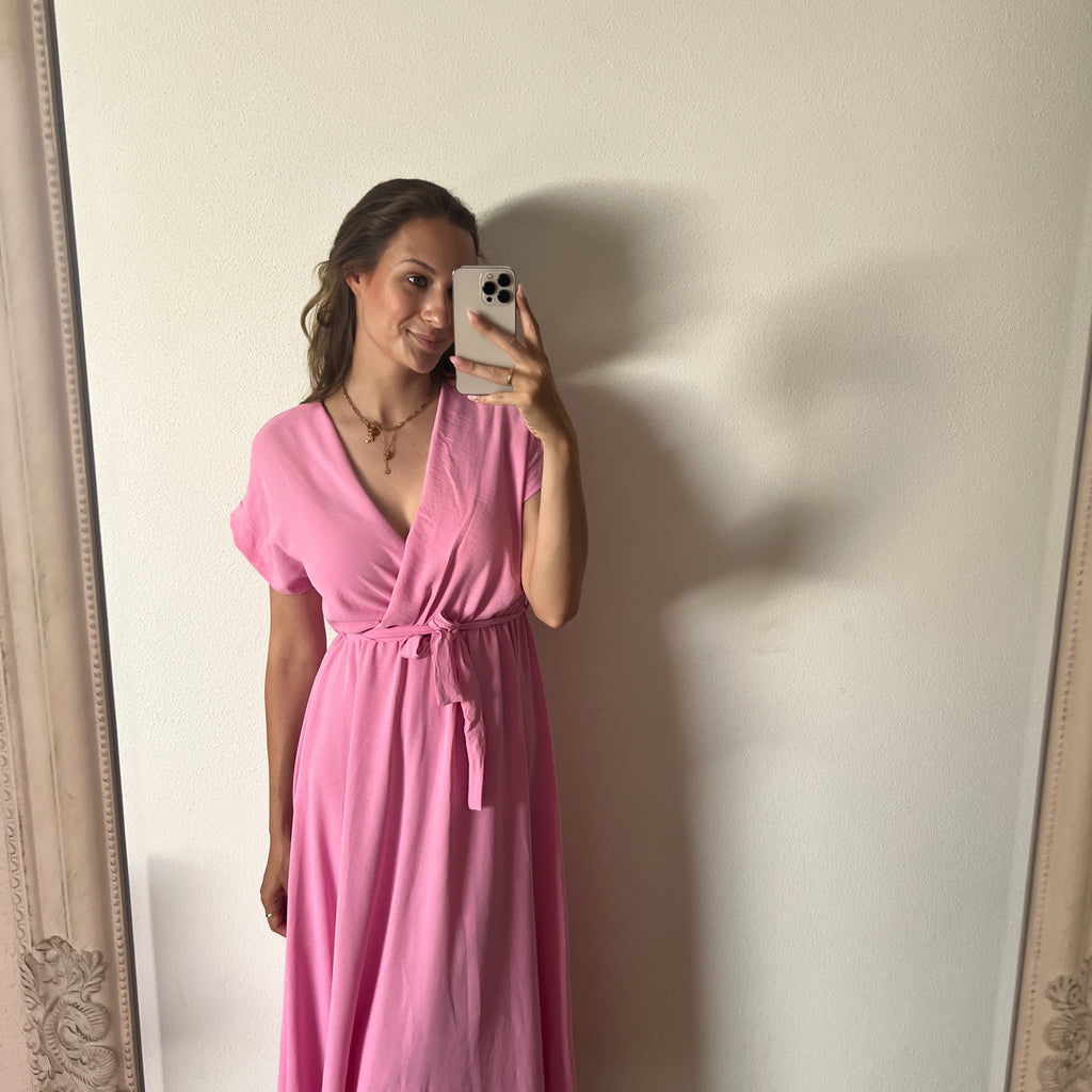 Sommerkleid mit Wickeloptik – Bubblegum