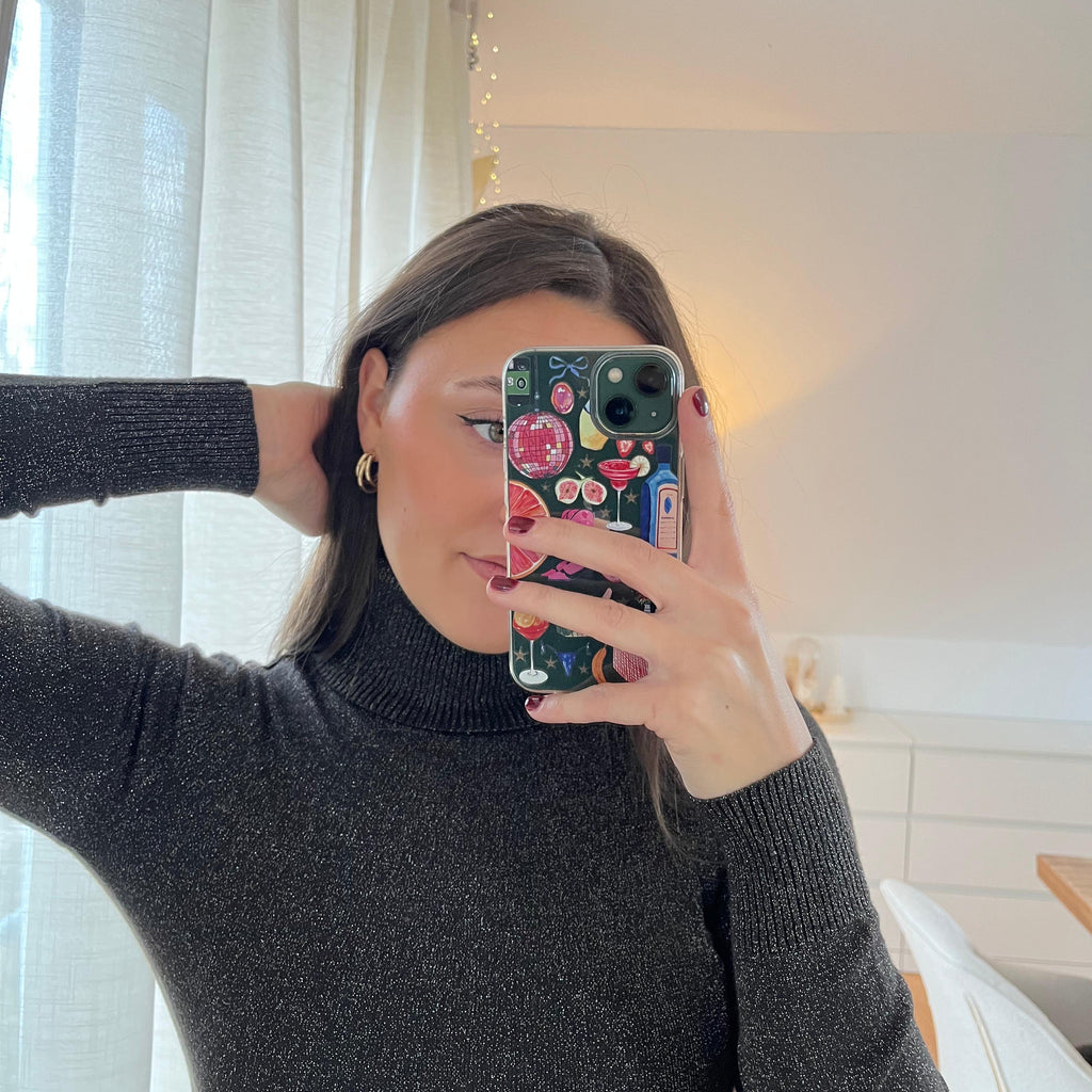 Glitzer-Rollkragenpullover „Yuliya“ – schokobraun