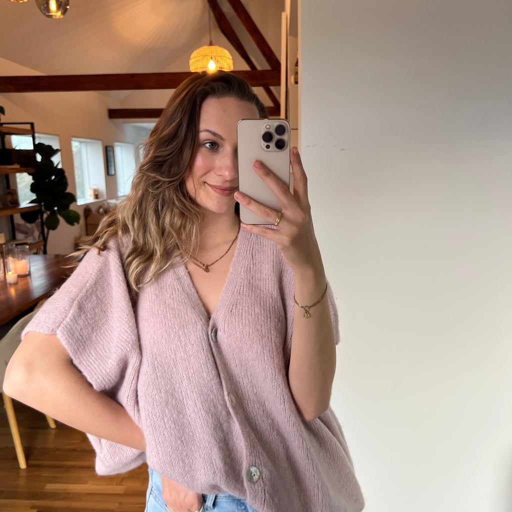 Oversize Strickweste – Altrosa