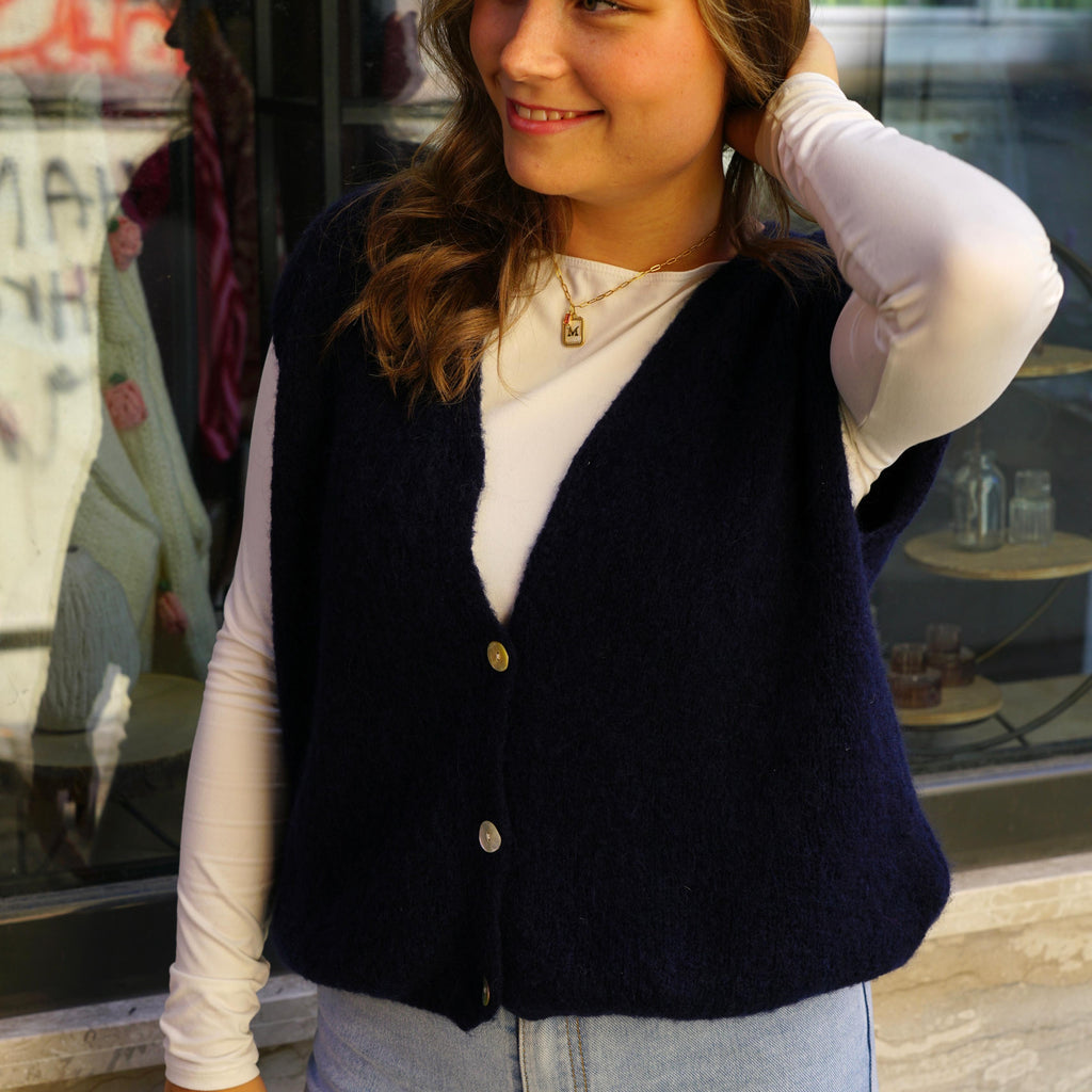 Soft Knit Weste – Dark Blue