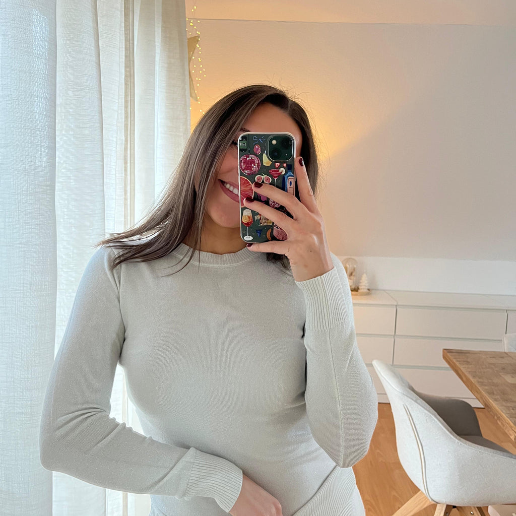 Glitzer-Pullover „Yuliya“ – weiß