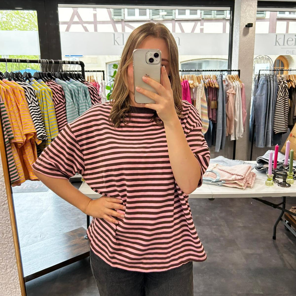 Streifen T-Shirt – Braun/Rosa