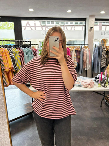 Streifen T-Shirt – Braun/Rosa