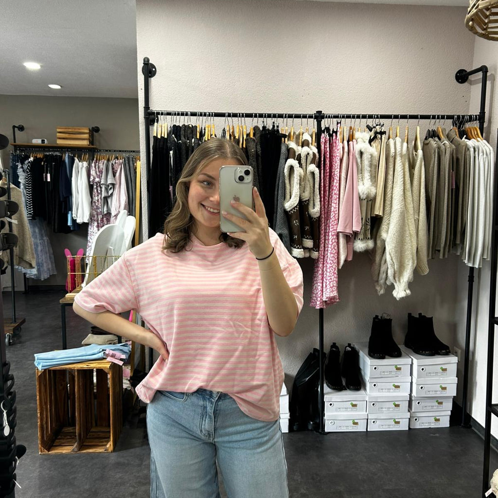 Streifen T-Shirt – Rosa/Puder