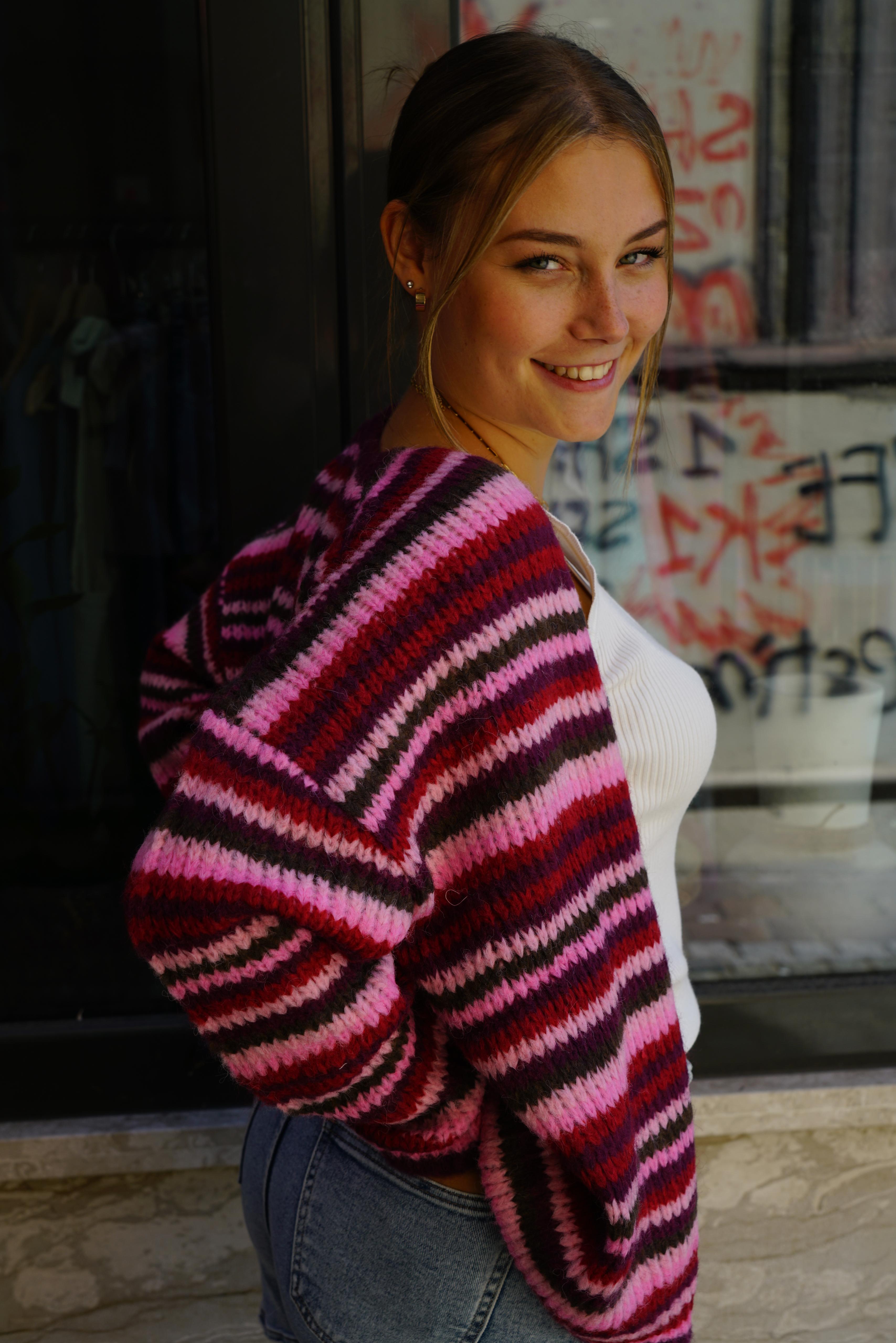 Berry Blush stripes Cardigan