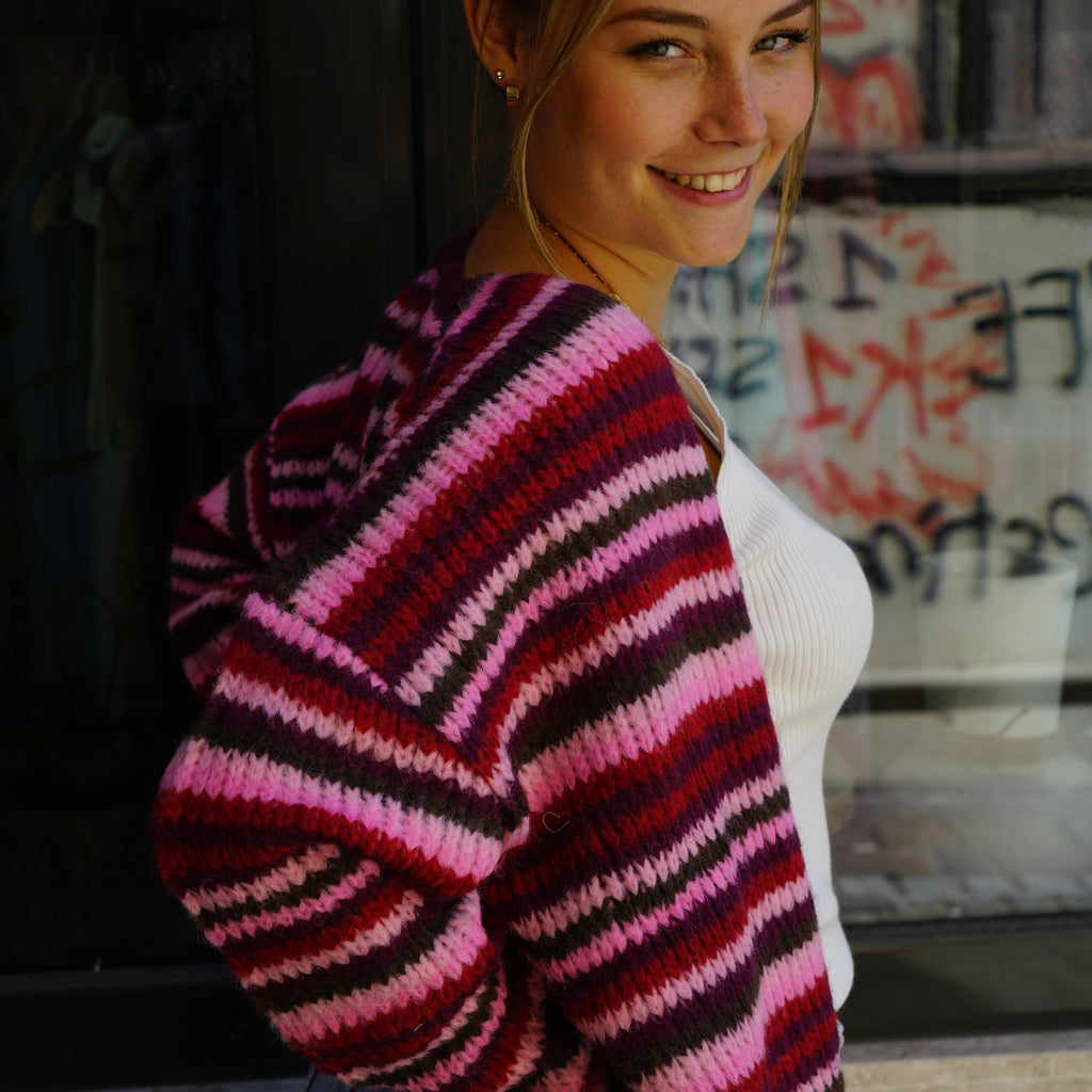 Berry Blush stripes Cardigan