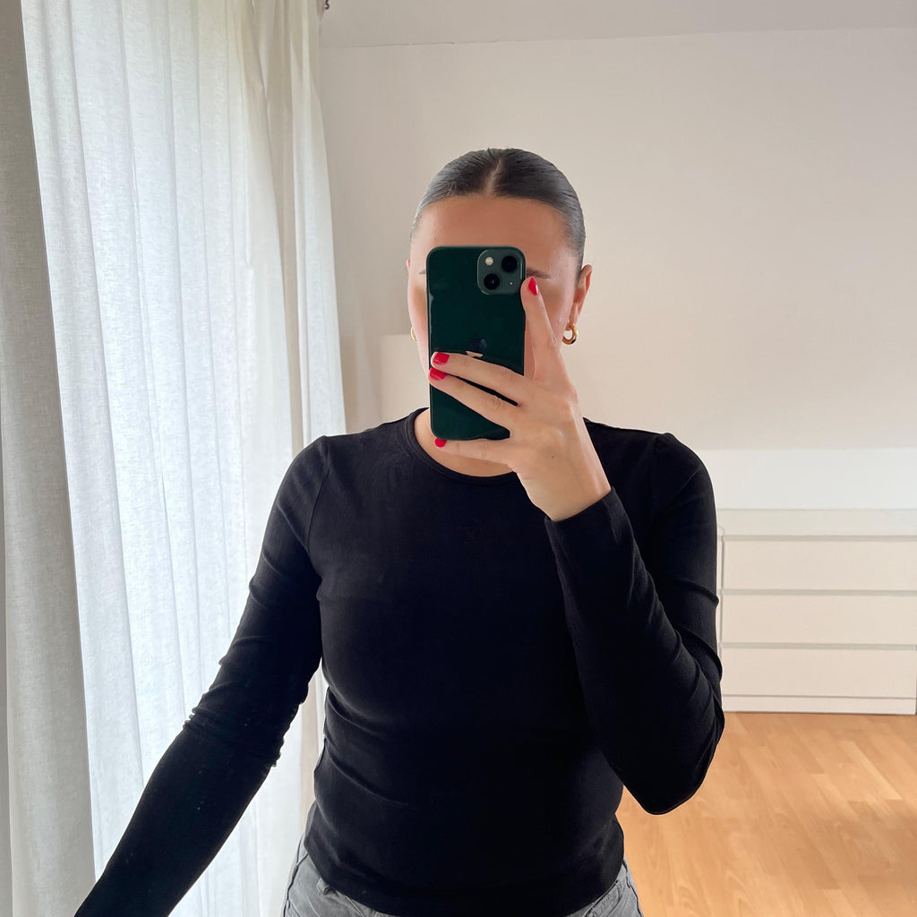 Langarmshirt „Siena“ – Schwarz, soft, elegant, everyday