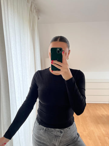 Langarmshirt „Siena“ – Schwarz, soft, elegant, everyday