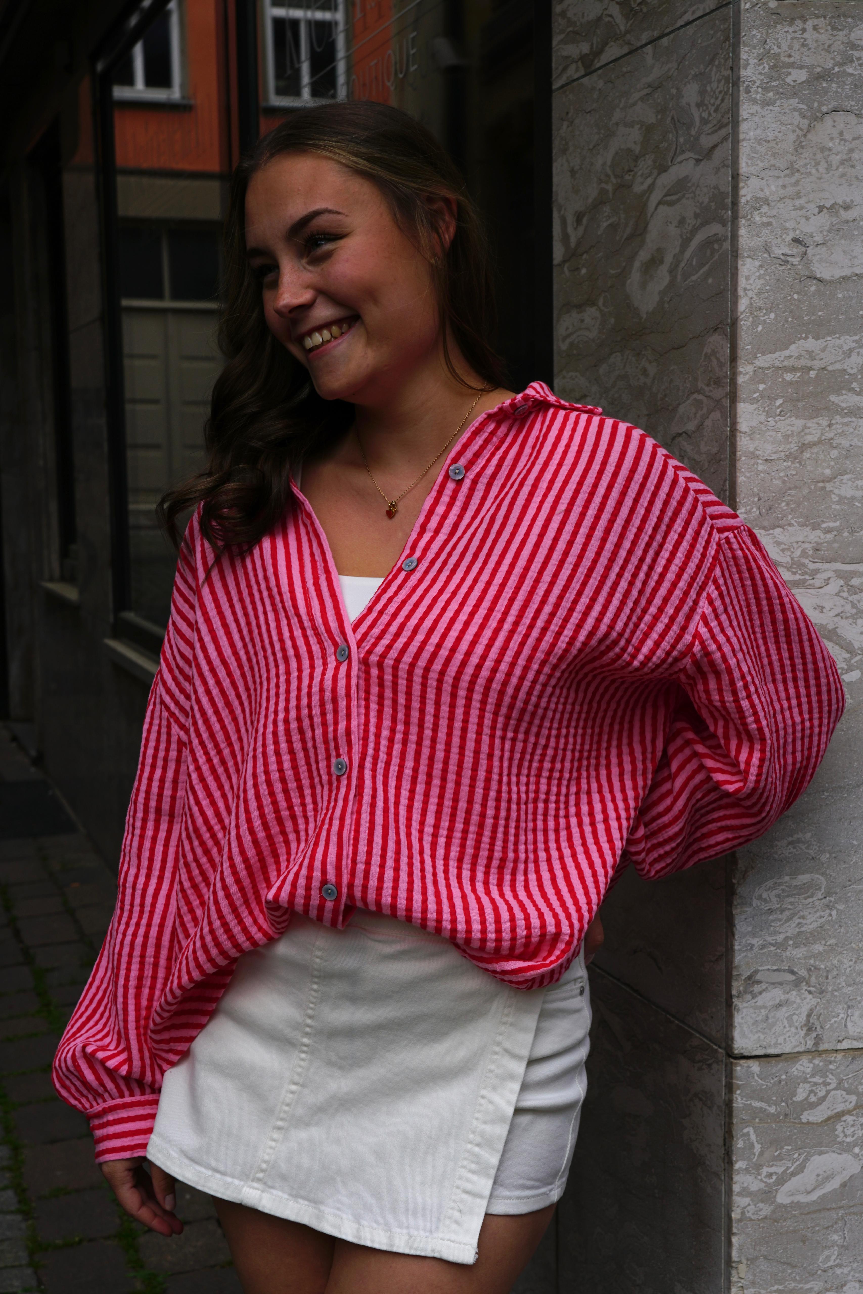 Musselinbluse Solea  🖤 Rot - Rosa