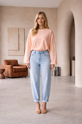 Streifenoberteil „Isa“ – Rosa-Gelb