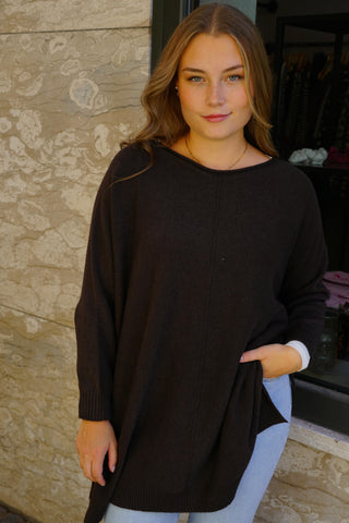 Oversize Knit Sweater – Schokobraun