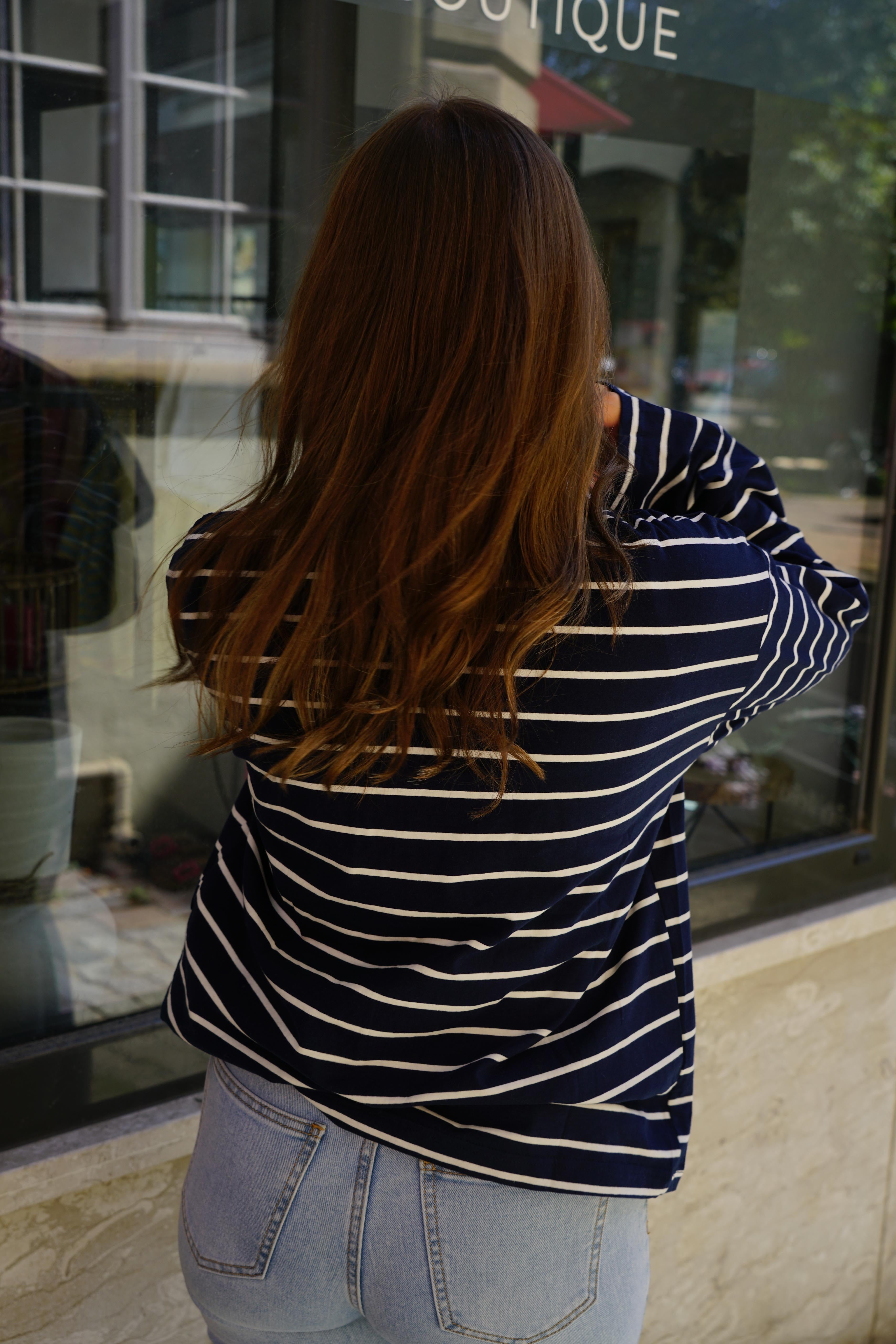 Navy Stripe Polo Longsleeve