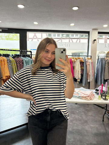 Streifen T-Shirt – Nachtblau/Weiß