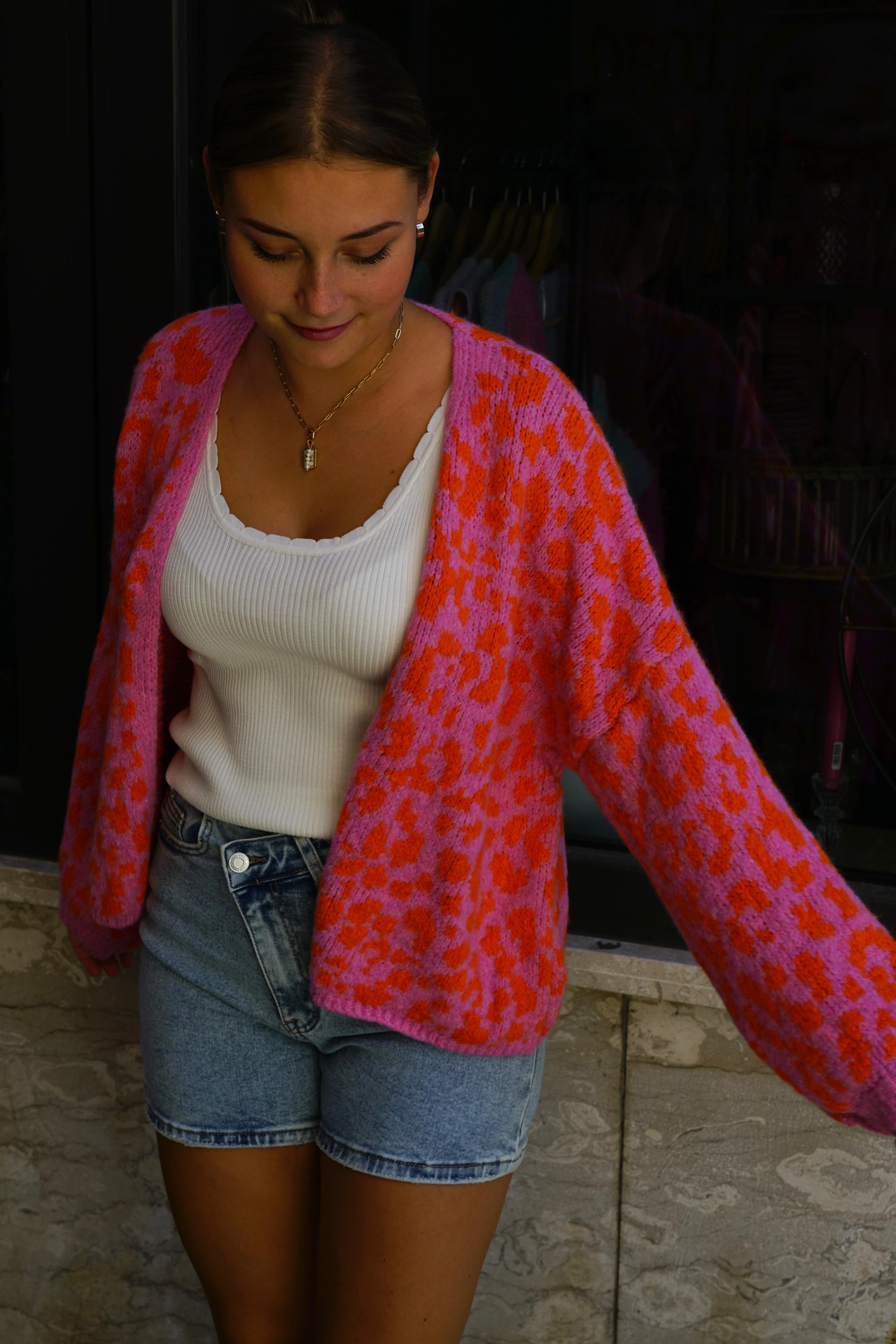 Leopard Love Knit in pink / orange